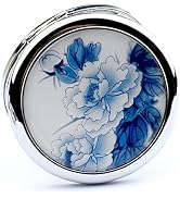Mpowtech Blue Magnifying Compact Mirror for Purse - 1x/2x Magnification Travel Makeup Mirror,Smal...