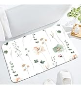 Gibelle Floral Bath Mat Rug Super Absorbent Quick Dry Thin Bathroom Rugs Fit Under Door Cute Flow...