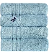Hammam Linen Light Baby Blue Bath Towels 4-Pack - 27x54 Soft and Absorbent, Premium Quality Perfe...