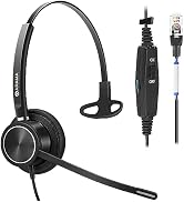 Arama Phone Headset with Microphone Noise Cancelling, RJ9 Office Telephone Headsets Compatible wi...