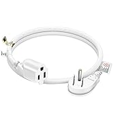 FIRMERST 1875W Low Profile Flat Plug 2Ft Extension Cord 14AWG 15A White UL Listed