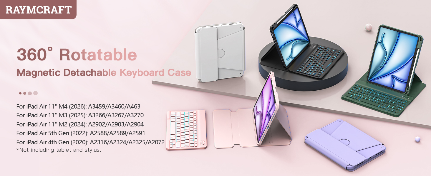 for iPad Air 11-inch M4/M3/M2 and iPad Air 5th/4th 10.9-inch Case with Keyboard
