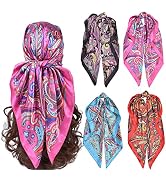 upeilxd 4Pcs Silk Head Scarves for Women Satin Hair Scarf 35”Large Square Bandana Silk Like Neck ...