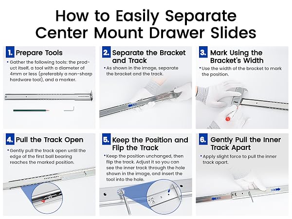 separate center mount drawer slides