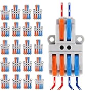MELFIE 20PCS Lever Wire Connectors, 2 in 4 Out Quick Wire Connectors, Electrical Lever Nuts Wire ...