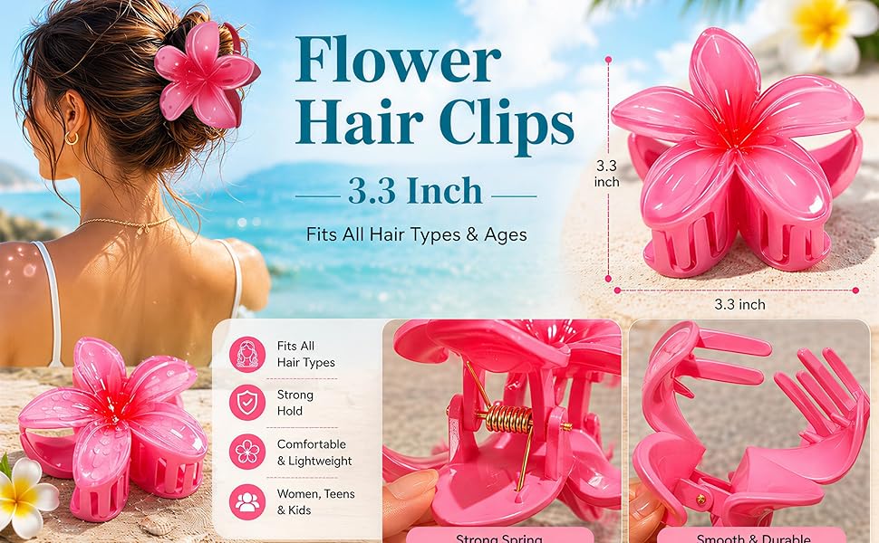 3.3 Inch Flower Hair Clips