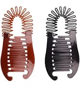 2Pcs Banana Hair Clips for Women, Non Slip Fishtail Hair Clincher Comb Claw Ponytail Holder Hair ...