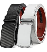 DOOPAI Belt Men, 2 Pack Ratchet Belt Dress Adjustable 1 3/8" Genuine Leather Belt, Size Length Ca...