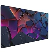 Buslint Large Gaming Mouse Pad with 3D Geometric Design, Non-Slip Rubber Base, Blue Purple Red, 3...