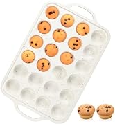 CAKETIME Mini Cupcake Pans, Metal Reinforced Frame Silicone Mini Muffin Pan Nonstick 24 Cups Easy...