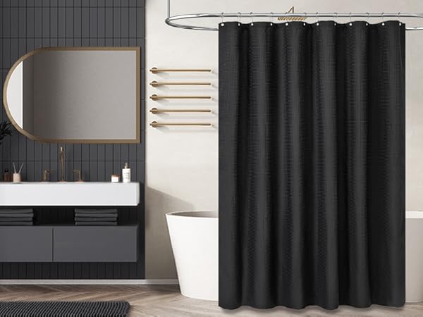 black shower curtain