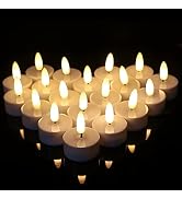 Wondise Valentines Decor Battery Operated Flameless Tea Lights with Timer, 12 Pack Realistic 3D W...