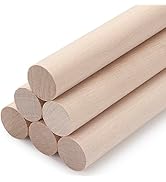 Wooden Dowel Rods Wood Dowels for Crafts, 6 PCS 1 x 12