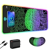 ToLuLu Wireless Charging RGB Gaming Mouse Pad, 15W LED Mouse Mat with 30W Charger, 14 Light Modes...