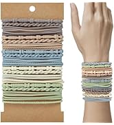 WantGor Boho Hair Ties, 20 PCS Hair Bands 4 Styles Bracelets Hair Ties 2.36inch Cute Ponytail Hol...