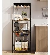 Ansionsol 4 Tier Coffee Bar Station, Corner Bakers Rack with 5 Hooks & Wire Basket, Coffee Maker ...