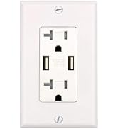 Baomain USB Charger Outlet 3.1A 5VDC and Two 20Amp Duplex Receptacle, Tamper Resistant Outlet, UL...