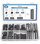 Taiss 125PCS DIP IC Sockets Adaptor Assortment Kit 6/8/14/16/18/24/28/40 Pin 2.54mm Pitch DIP IC ...