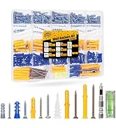Drywall Anchors Kit for Sheetrock Concrete Brick Tile Wooden 380Pcs, 190 Wall Anchors and 190 Phi...