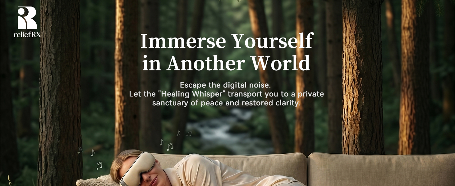 Smart eye massager with heat and bluetooth music for sleep aid and stress relief