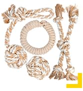 Fida Heavy Duty Dog Rope Toys for Aggressive Chewers 4pcs Pack – Natural Cotton Dog Chew Toys for...
