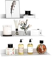 Wisfame White Floating Wall Shelves for Bedroom, Modern Bathroom Shelves Wall Mounted No Drilling...