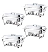 ALPHA LIVING 70014-GRAY 4 Pack 8QT Chafing Dish High Grade Stainless Steel Chafer Complete Set, 8...