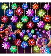 HONLYNE24 PCS Flashing Crystal Star Necklaces, Glow Necklaces Bulk Light up Party Favors, LED Glo...