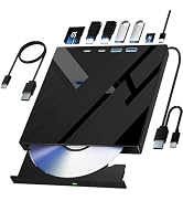 Wbacon 7 in 1 External CD/DVD Drive for Laptop, Portable DVD Player for Laptop with SD/TF Port, E...