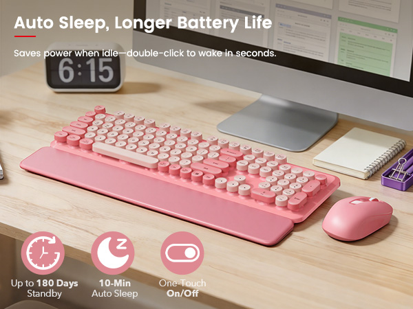 Auto-sleep saves power after inactivity, while one-touch switches make it easy to turn them on off