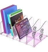 Clear File Organizer for Desk, 5-Section Upright Plastic Desktop File Folder Sorter with Rose Pat...