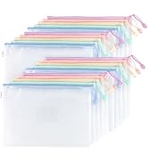 M&G 20 Pack Mesh Zipper Pouch Bags for Organizing Storage, A4 Letter Size, Waterproof Document Zi...