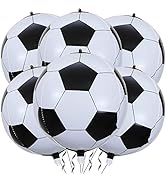 6 Pack Giant 22 Inch Soccer Foil Balloons 4D Sephere Mylar Football Balloons Helium Metallic Ball...