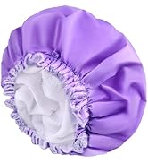 Shower Caps for Women, Terry Cloth Lined EVA Exterior Elastic and Reusable Bath Caps, Double Wate...