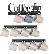 HULISEN Coffee Mug Wall Rack, Coffee Cup Holder Wall Mounted with 12 Hooks | Metal Coffee Sign, S...
