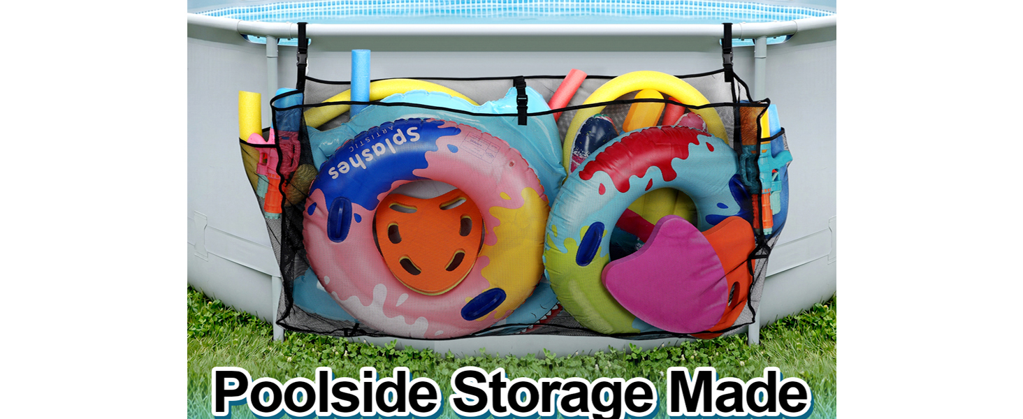 58x31.5x13in Large Hanging Pool Toy Storage Mesh Net