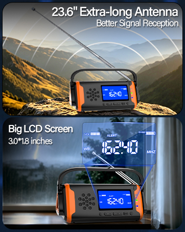 Extra-long Antenna better reception big LCD Screen