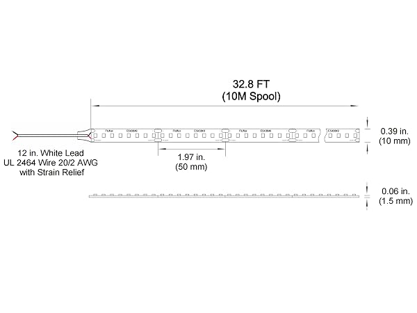 32.8ft 24V DC LED rope Lights, 160pcs 2835 LEDs/m, high density, high efficacy, cri 95, UL Listed