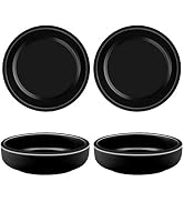 Cyimi 3.5" Ceramic Side Dish Set of 4 Small Porcelain Soy Dipping Sauce Dishes Black Seasoning Sa...