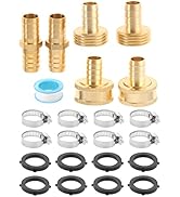 Lemfema 4 Sets 1/2 Inch Solid Brass Garden Hose Connector Repair Kit,Water Hose Mender Female Mal...