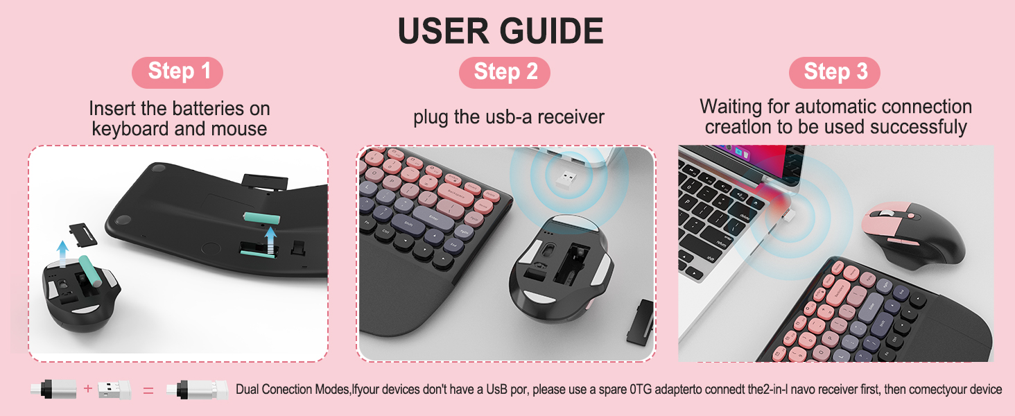 Ergonomic Wireless Keyboard and Mouse