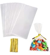Yotelab Cellophane Treat Bags, 5x7 Inches Cookie Bags With Twist Ties,Clear Cello Treat Bags for ...