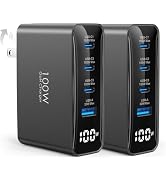 TOPADRE 100W USB C Charger, 4-in-1 100W Charger with LED Dispay, GaN Compact Foldable Laptop Char...