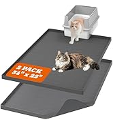 Pawtners Large Cat Litter Mat for Litter Box 2 Packs, 34" x 22" Waterproof Silicone Pad for Floor...