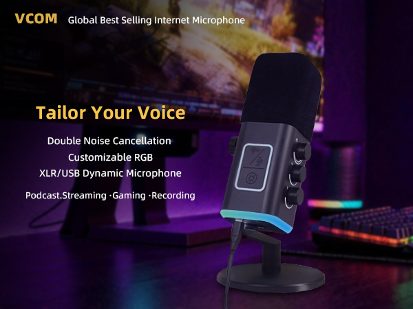 VCOM XLR/USB Gaming Microphone for PC