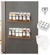 KitHero Magnetic Spice Rack Organizer with 12 Jars, 216 Labels, 1 Steel Funnel for Refrigerator,M...