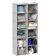 Simple Houseware 6 Shelf Double-Wide Hanging Closet Organizer, 12 Large Shelves Total, Gray