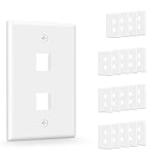 VCE UL Listed Keystone Wall Plate 2-Port for Keystone Jack, White 20-Pack | UL Listed for Safety,...