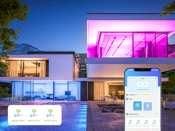 1000LM WiFi Bluetooth Color Changing Light Bulbs