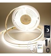 AXMOTUT COB LED Strip Lights with Remote, 24V 9.84ft Natural White Dimmable LED Light Strips, Hig...